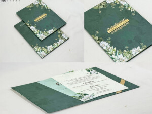 Green Floral Padded Wedding Card Design PP 3374