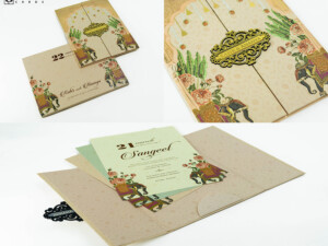 Centre Opening Door Style Elephant Theme Padded Wedding Card Design PP 3387