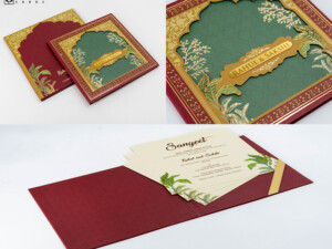 Maroon Banyan Tree Designer Wedding Card PP 3391