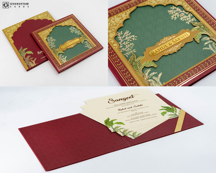 Maroon Banyan Tree Designer Wedding Card PP 3391