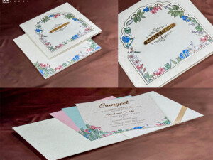 Multilayered Floral Theme Wedding Card PP 3392