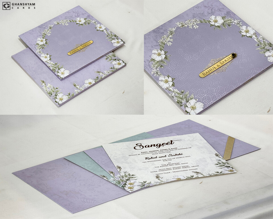 Lilac Floral Theme Wedding Card PP 3393