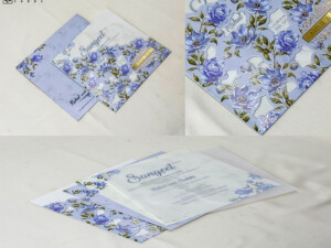 Blue Floral Theme Wedding Card PP 3417