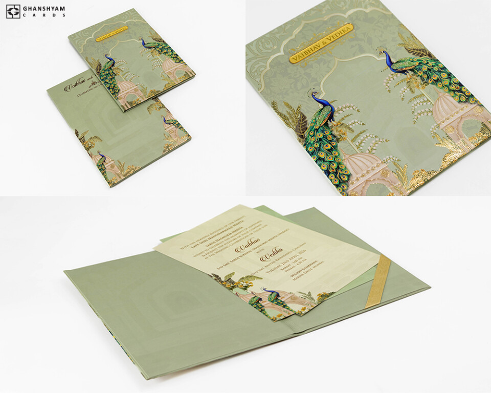Peacock Theme Wedding Card Design PP 3514