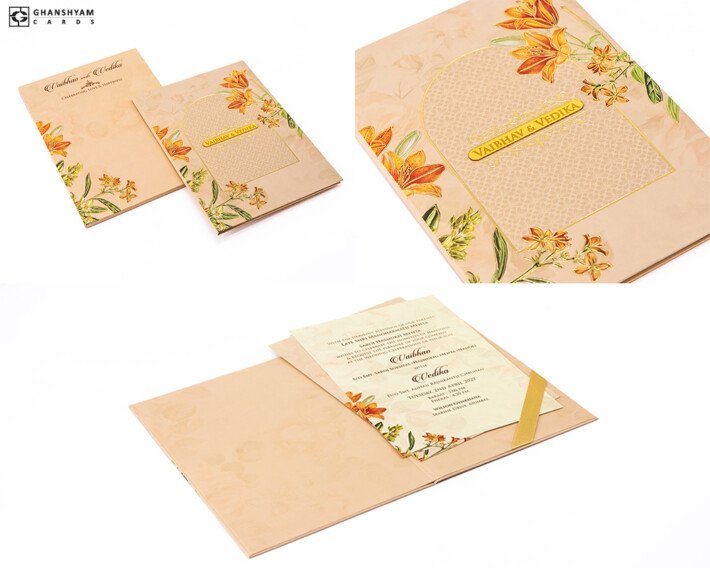 Floral Theme Padded Wedding Card PP 3376
