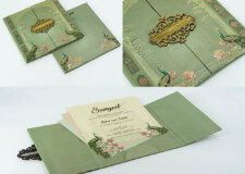 Centre Opening Door Style Lotus Theme Padded Wedding Card Design PP 3527