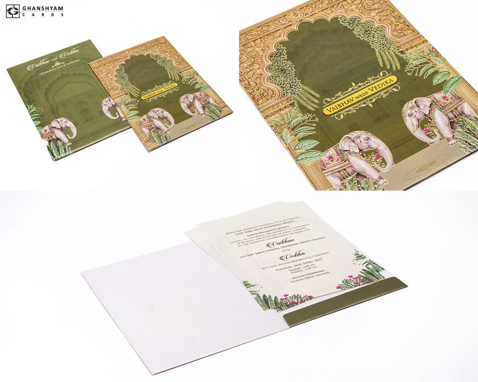 Elephant Theme Budget Wedding Card PP 3559