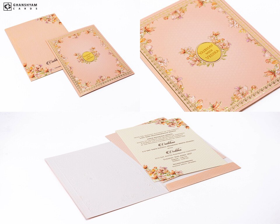 Floral Theme Budget Wedding Card PP 3560