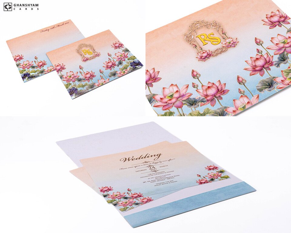 Floral Theme Budget Wedding Card PP 3567