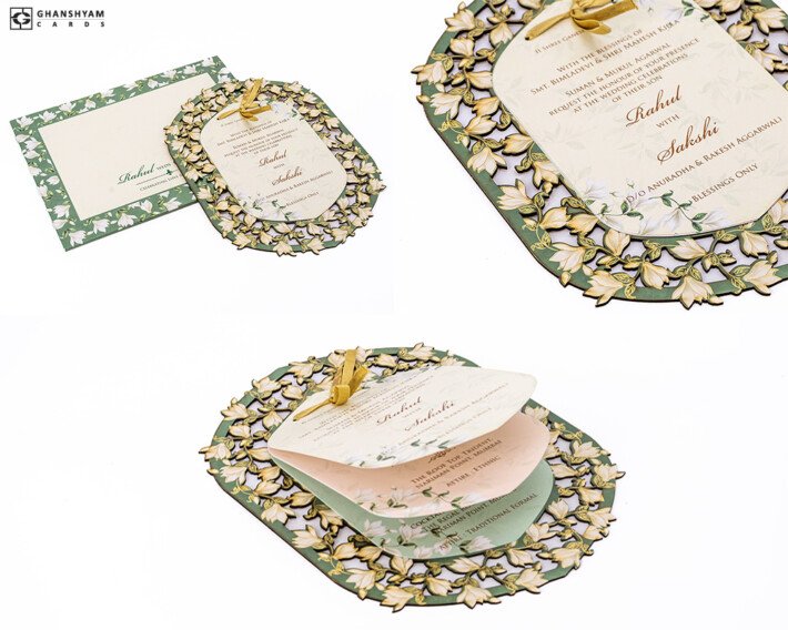 Floral Laser Cut MDF Wedding Card PP 3597