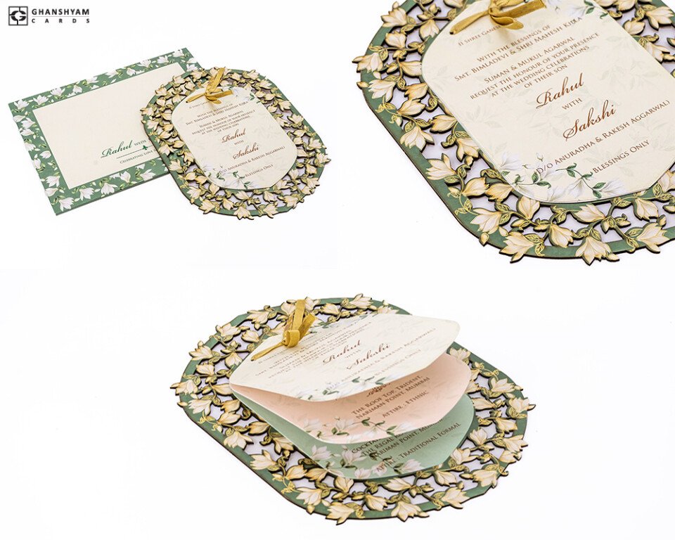 Floral Laser Cut MDF Wedding Card PP 3597