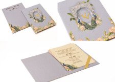 Peaock Theme Purple Wedding Card PP 3623