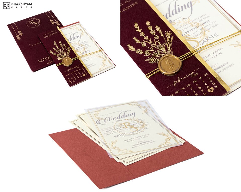 Designer Wedding Invitation with Wax Seal PP 3679