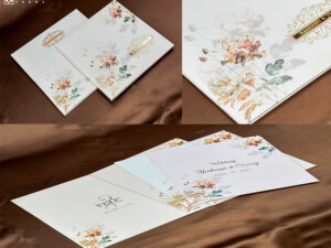 Floral Theme Padded Wedding Card PR 2336