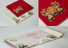 Centre Opening Red Velvet Wedding Card PR 2389