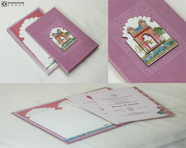 Pink Velvet Wedding Card Design PR 2395