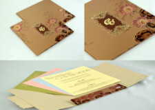 Brown Metallic Paper Floral Designer Wedding Card PR 243