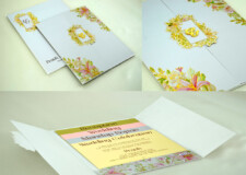 Grey Metallic Paper Centre Opening Floral Designer Wedding Card PR 244
