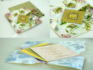 4 Fold Butter Paper Floral Theme Designer Wedding Invitation PR 273