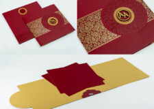 Maroon Red Budget Economical Wedding Card PR 535