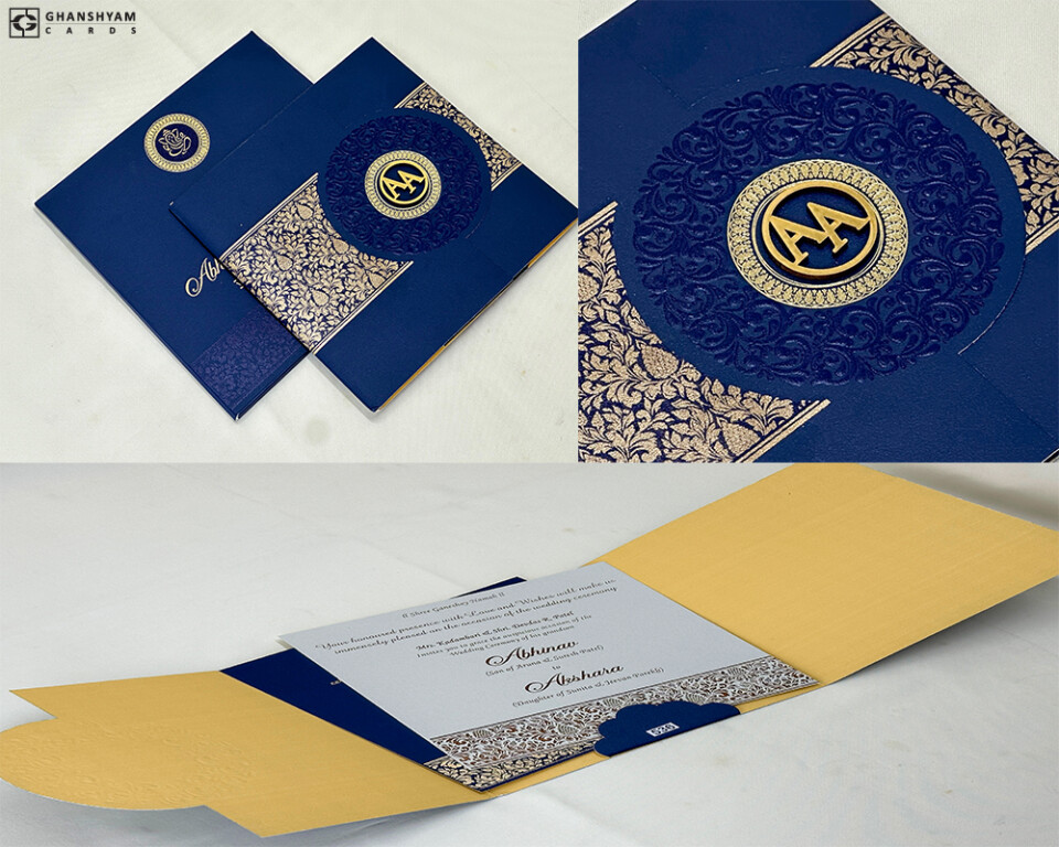 Royal Blue Wedding Card Design PR 527