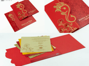 Red Hindu Budget Economical Wedding Card PR 601