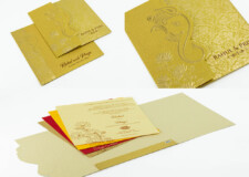Golden Hindu Budget Economical Wedding Card PR 602