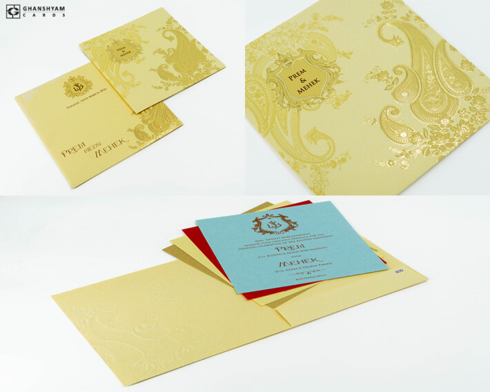 Paisley Keri Theme Budget Economical Wedding Invitation PR 609