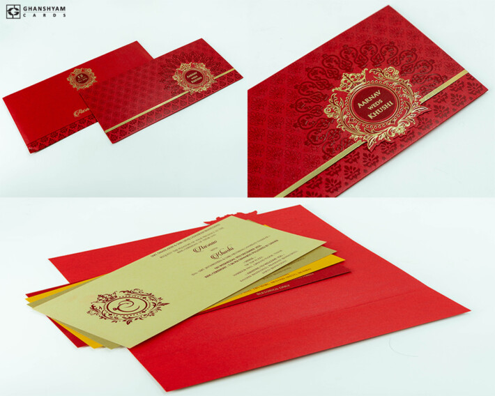 Red Budget Economical Wedding Card PR 625