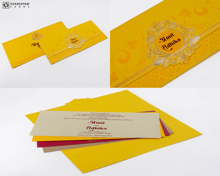 Yellow Budget Economical Wedding Card PR 630