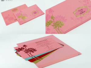 Pink Floral Budget Economical Wedding Card PR 633