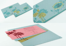 Blue Floral Budget Economical Wedding Card PR 634