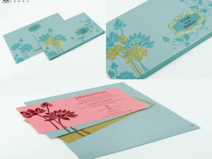 Blue Floral Budget Economical Wedding Card PR 634