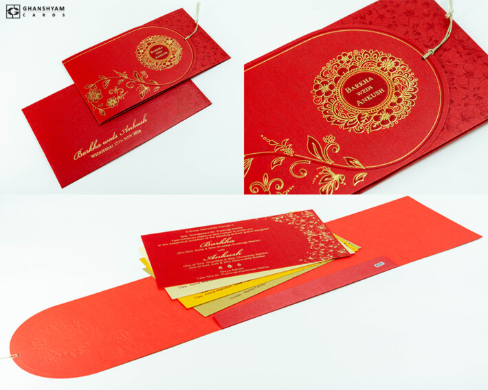 Red Budget Economical Wedding Card PR 639