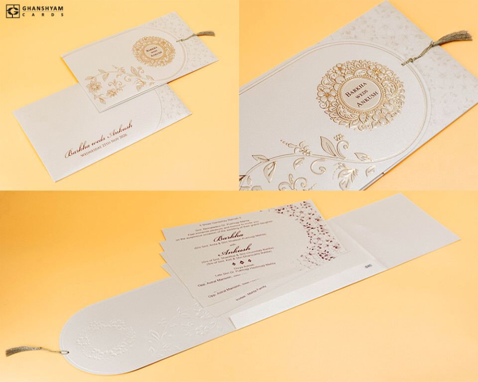 Ivory Budget Economical Wedding Card PR 640