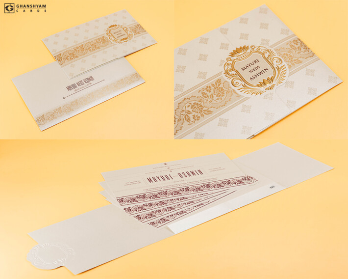 Ivory Budget Economical Wedding Card PR 642