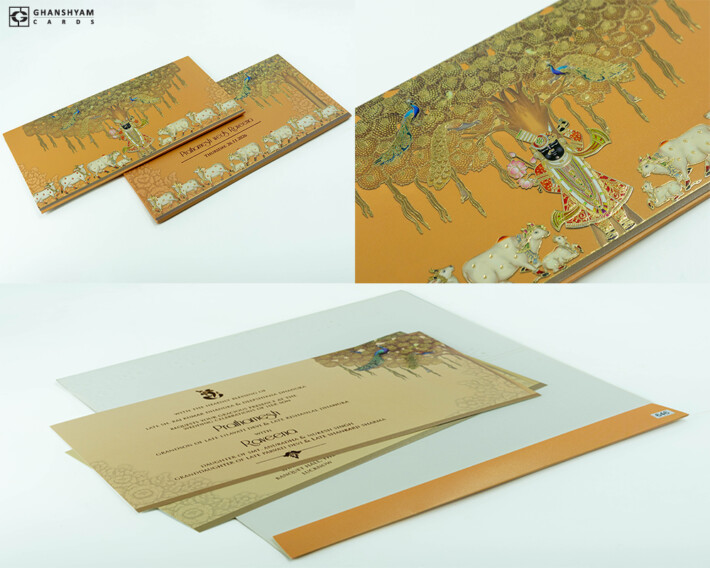 Shrinathji & Cow Theme Designer Wedding Card PR 646