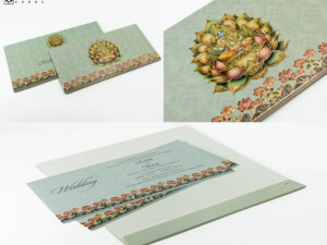 Radha Krishna & Lotus Theme Designer Wedding Card PR 648