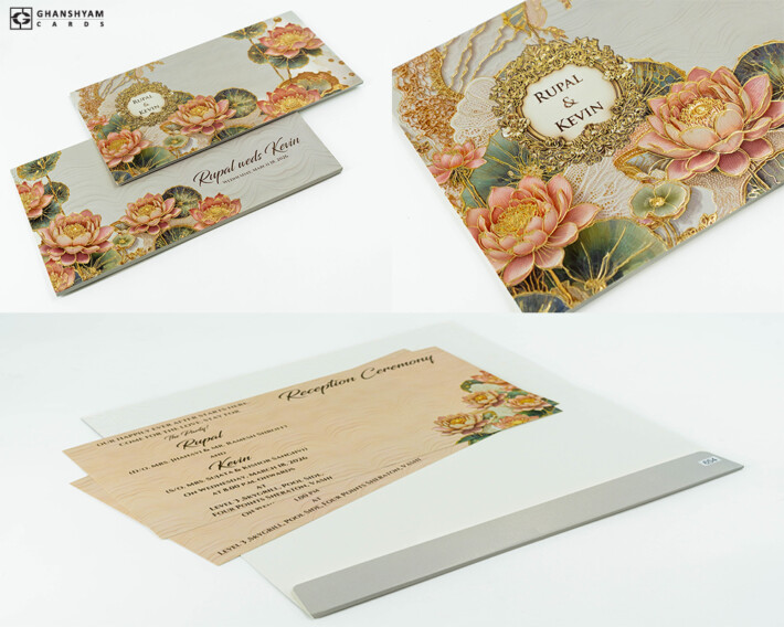Lotus Theme Wedding Card PR 654
