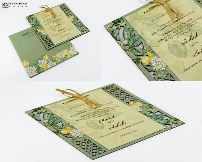 Lasercut MDF Floral Wedding Invitation Design PR 791