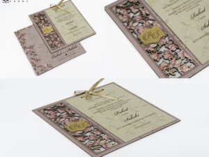 Purple Lasercut MDF Floral Wedding Invitation Design PR 793