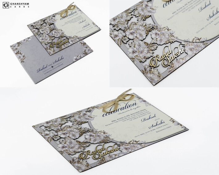 Lasercut MDF Floral Wedding Invitation Design PR 852
