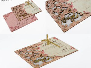 Lasercut MDF Floral Wedding Invitation Design PR 875