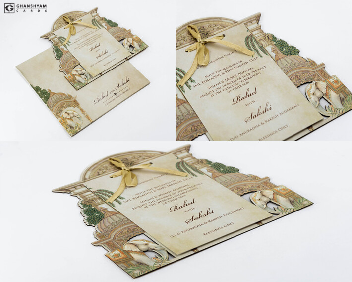 Lasercut MDF Elephant Theme Wedding Invitation Design PR 891