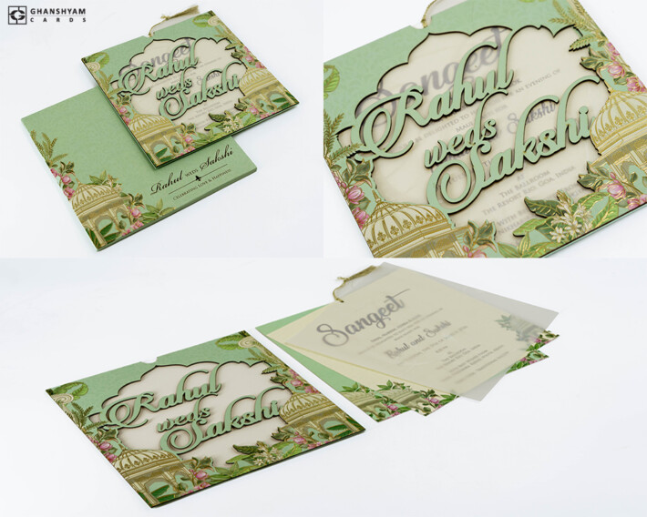 Royal MDF Pullout Wedding Card Design PR 894