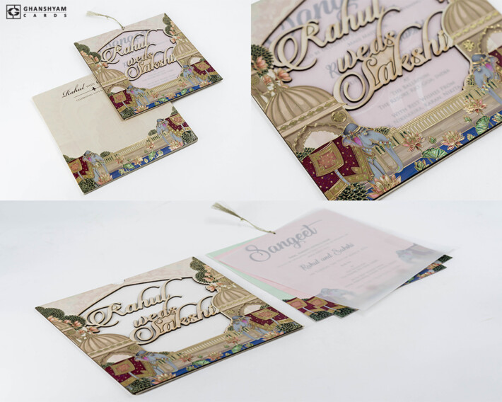 Royal MDF Pullout Wedding Card Design PR 895