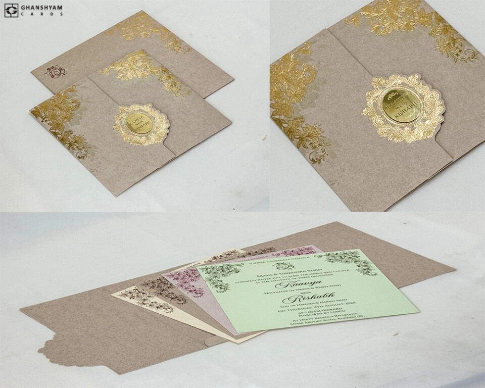 Budget Wedding Card Design RB 1902 Gold