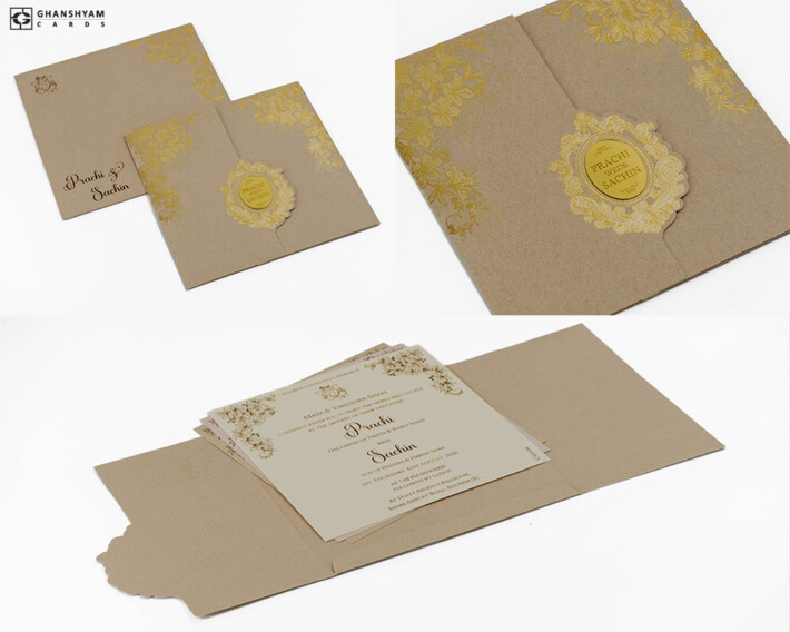Budget Wedding Card RB 1902 Gold