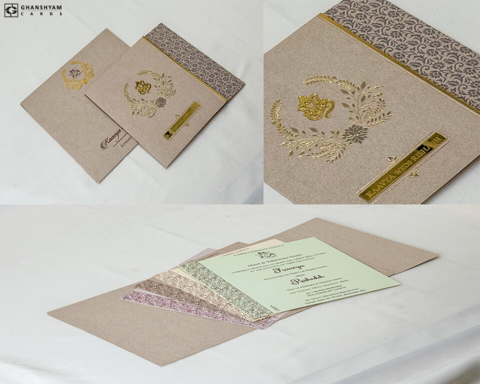 Budget Wedding Card Design RB 1906 Gold