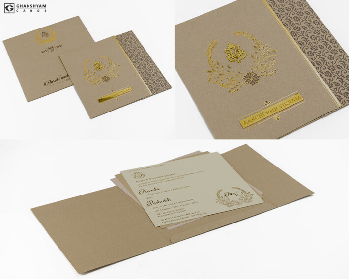 Budget Wedding Card RB 1906 Gold